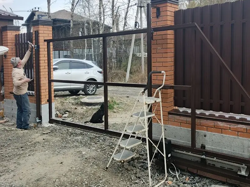 Установка раздвижных ворот